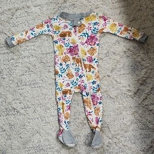Burts Bees Baby Footed Zipper Sleeper Floral Fox Girls size 6-9 months
